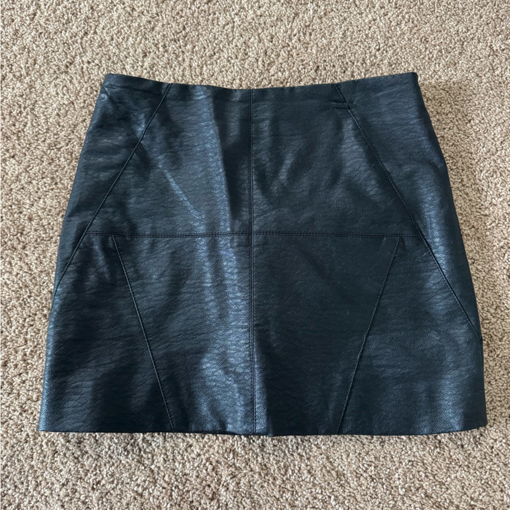 Leather micro skirt